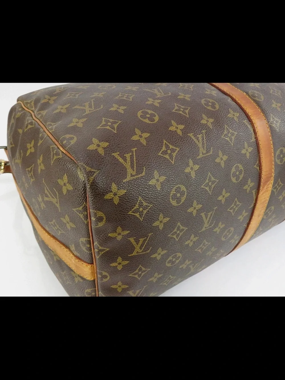 Louis Vuitton Brown Monogram Canvas Duffel with Tan Leather Trim